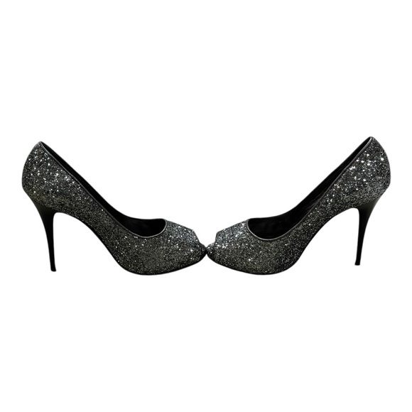 Giuseppe Zanotti Glam Glitter Peep-Toe Heels | Size 38 / US 7.5 - Picture 4 of 7